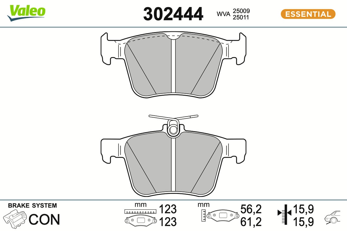 Jeu de 4 plaquettes de frein VALEO ref. 302444